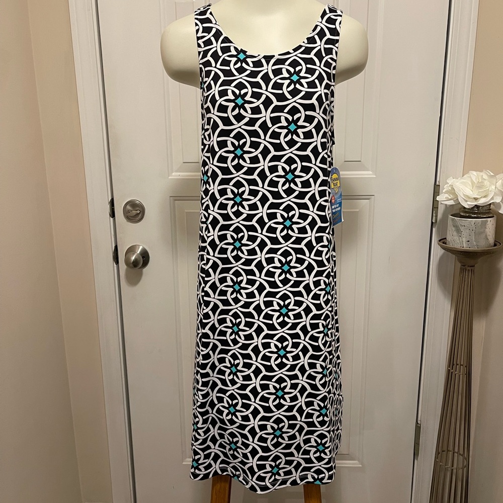 BANANA BOAT GEOMETRIC PRINT DRESS NWT MISSES SIZE LARGE UVA BLOCKING UPF 50+
